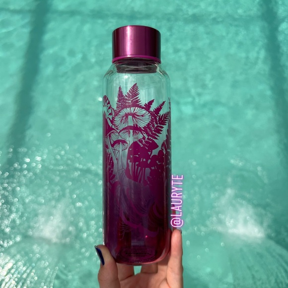 Starbucks 2022 Fall Purple Berry Woodland Mushroom Glass Water Bottle